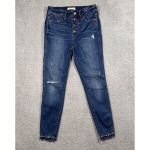 Madewell 10" High Rise Skinny Jeans Size 28 Exposed Button Fly Medium Wash Blue